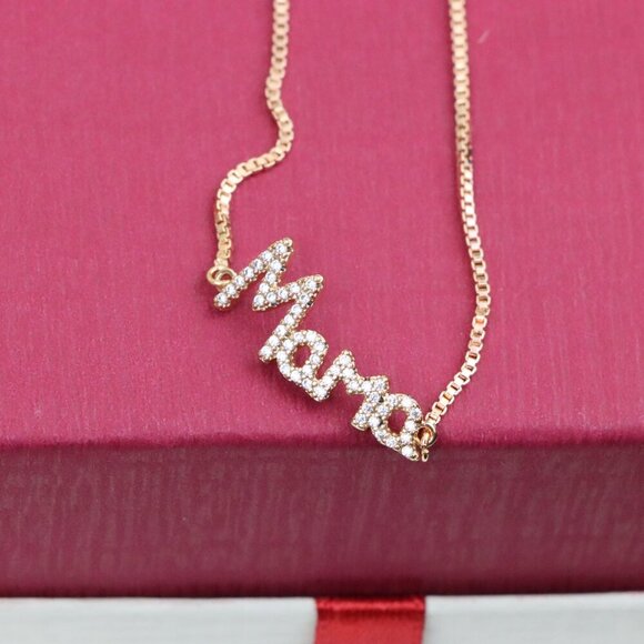 Rose Gold ""Mama"" Adjustable Bracelet with Sparkling CZ Accents, XPAB0626 - Picture 10 of 12